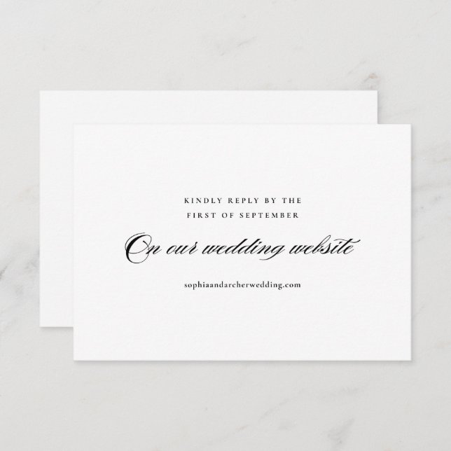 Modern Elegant Black and White Minimalist Wedding RSVP Card (Front/Back)