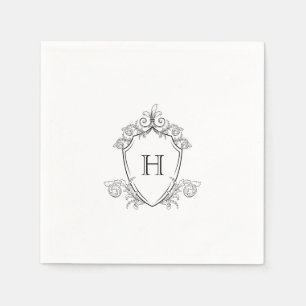 Modern Elegant Black and White Monogram Napkins