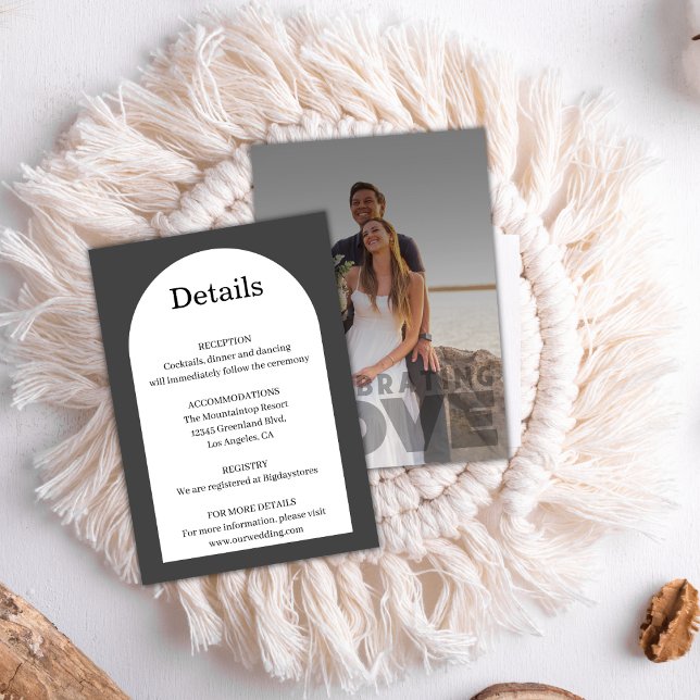 Modern Elegant Black And White Photo Wedding Enclosure Card (Creator Uploaded)