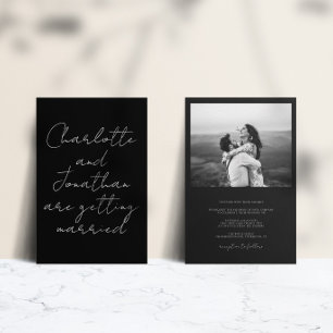 Modern Elegant Black and White Photo Wedding Invitation
