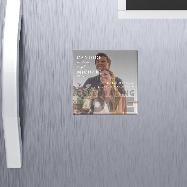 Modern Elegant Black And White Photo Wedding Magnet (Creator Uploaded)