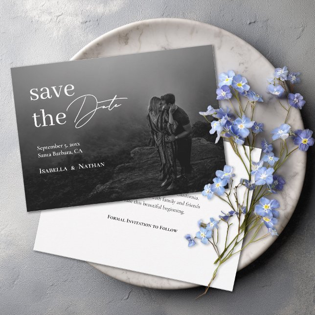 Modern Elegant Black and White Photo Wedding Save The Date (Creator Uploaded)