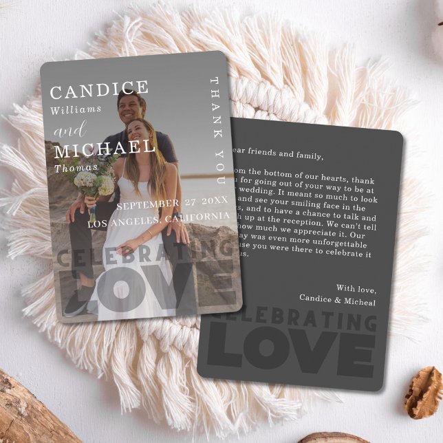 Modern Elegant Black And White Photo Wedding Thank You Card (Creator Uploaded)