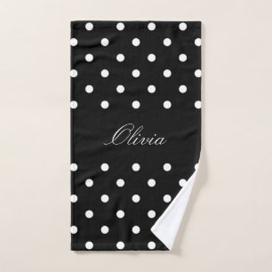 Modern elegant black and white polka dot towel 