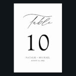 Modern Elegant Black And White Table Ten Wedding Table Number<br><div class="desc">This modern and elegant table number is the perfect addition to your wedding reception. The whimsical typography and black and white colour scheme give it a touch of sophistication and style. The hand lettered calligraphy script adds a personal touch to your big day. Simply click "Personalise" to add your own...</div>