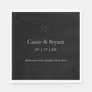 Modern Elegant Black and White Thank You Wedding Napkin