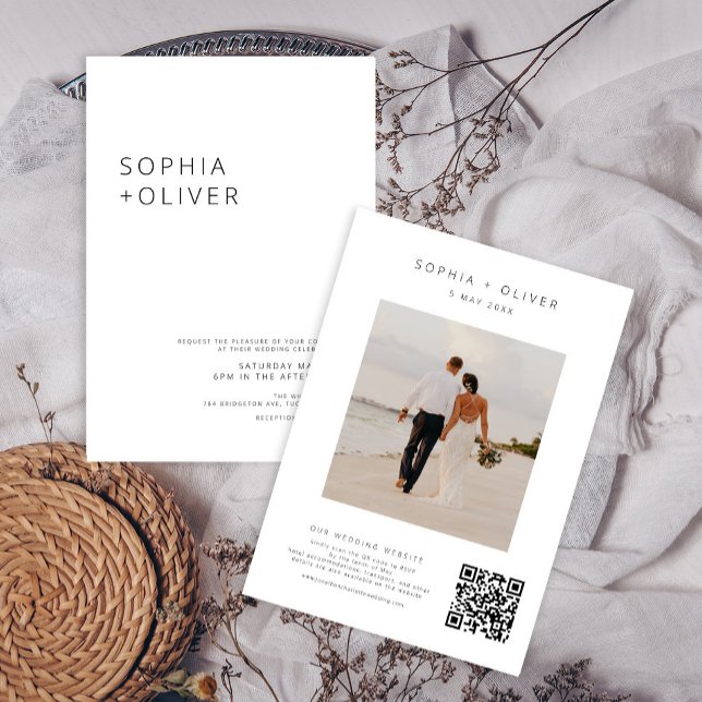Modern Elegant Black and White Wedding All-in-One Invitation (Creator Uploaded)