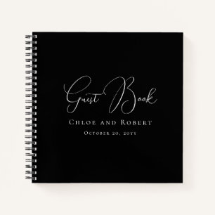 Modern Elegant Black and White Wedding Guest Book
