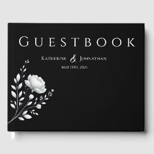 Modern Elegant Black and White Wedding Guest Book