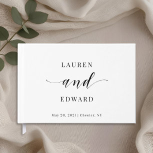 Modern Elegant Black and White Wedding Guest Book