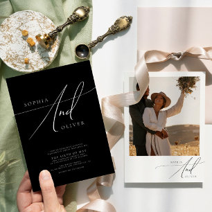 Modern Elegant Black and White Wedding Invitation