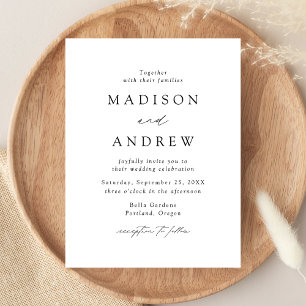 Modern Elegant Black and White Wedding Invitation Postcard