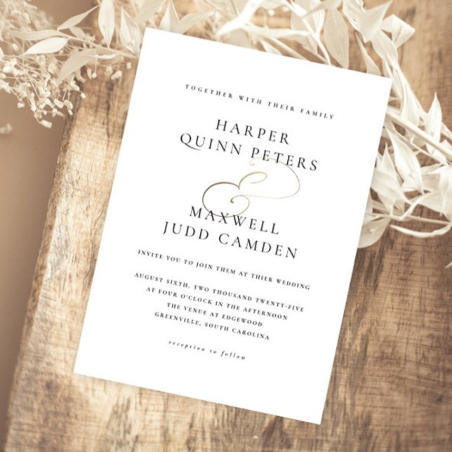 Modern Elegant Black and White Wedding Magnetic Invitation (Elegant typography gold script calligraphy magnetic wedding invitations.)