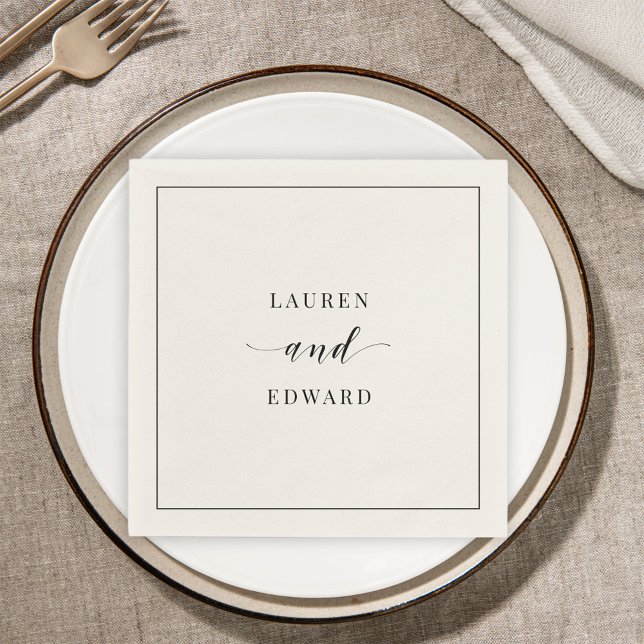 Modern Elegant Black and White Wedding Napkin (Creator Uploaded)