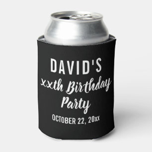 Modern Elegant Black Birthday Party Favour Can Cooler