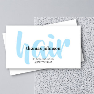 Modern Elegant Black Blue White Hair Stylist Business Card