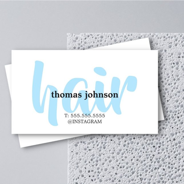Modern Elegant Black Blue White Hair Stylist Business Card (Creator Uploaded)