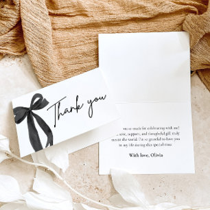 Modern Elegant Black Bow Coquette Thank You Card