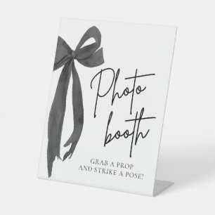Modern Elegant Black Bow Photo Booth Sign