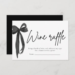 Modern Elegant Black Bow Wine Raffle Game Ticket Invitation