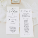 Modern Elegant Black Calligraphy Wedding Program<br><div class="desc">Celebrate your special day in style with this elegant wedding program featuring "the wedding of" in graceful black calligraphy on a classic white background. Perfect for weddings in any season and suited for both formal and casual celebrations, this timeless design allows couples to personalise the front with their names, wedding...</div>