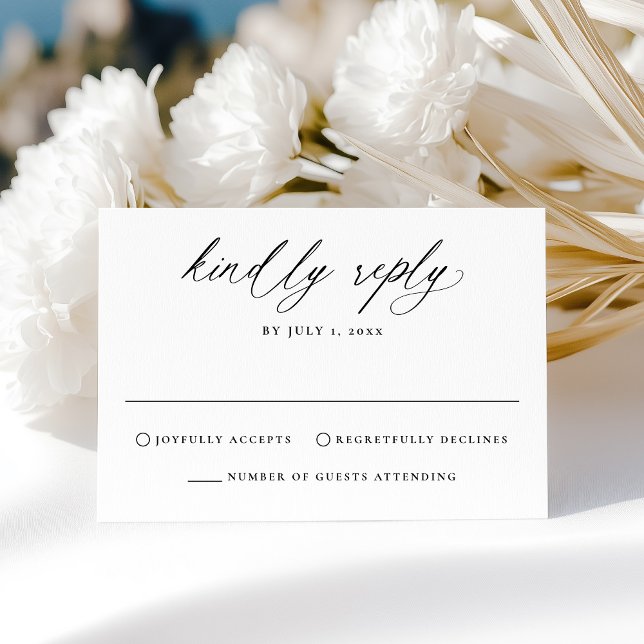 Modern Elegant Black Calligraphy Wedding RSVP Card (Creator Uploaded)
