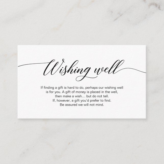 Modern Elegant Black calligraphy, Wishing Well Enclosure Card (Front)