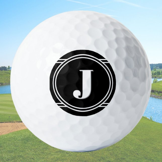 Modern Elegant Black Custom Monogram Golf Balls (Creator Uploaded)