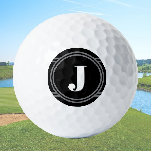 Modern Elegant Black Custom Monogram Golf Balls (Creator Uploaded)