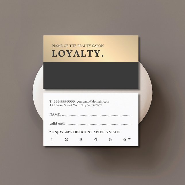 Modern Elegant Black Faux Gold Beauty  Loyalty Card (Creator Uploaded)