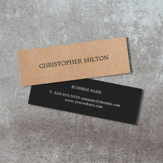 Modern Elegant Black Faux Kraft Paper Consultant Mini Business Card