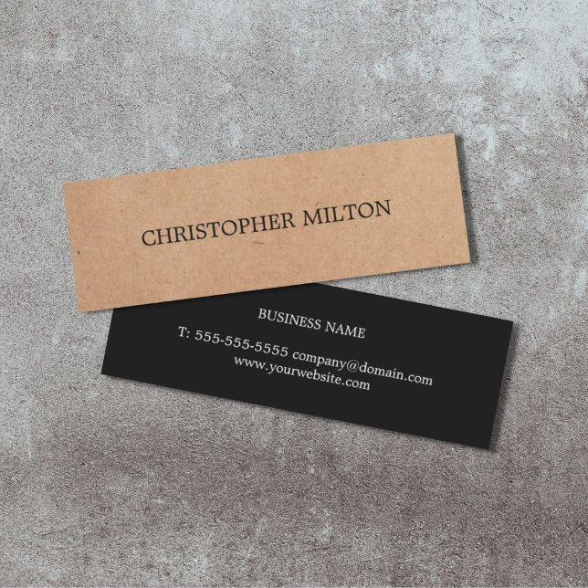 Modern Elegant Black Faux Kraft Paper Consultant Mini Business Card (Creator Uploaded)