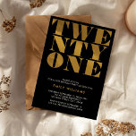Modern Elegant Black Gold Bold Typography Invitation<br><div class="desc">Modern 21st birthday invitation featuring elegant bold typography and minimalist design.</div>
