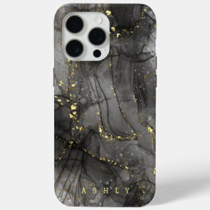 Modern Elegant Black Gold Marble iPhone 15 Pro Max Case