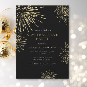 Modern Elegant Black Gold New Year's Eve Party Invitation