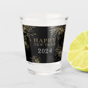 Modern Elegant Black Gold New Year's Eve Party Shot Glass