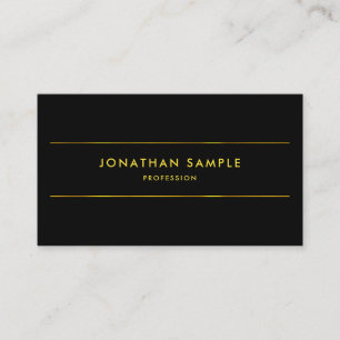 Modern Elegant Black Gold Professional Plain Top Business Card