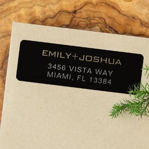 Modern Elegant Black & Gold Return Address Label