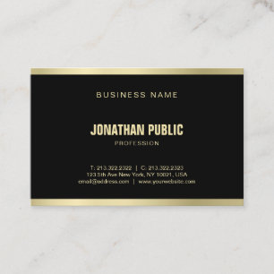 Modern Elegant Black Gold Sophisticated Plain Luxe Business Card