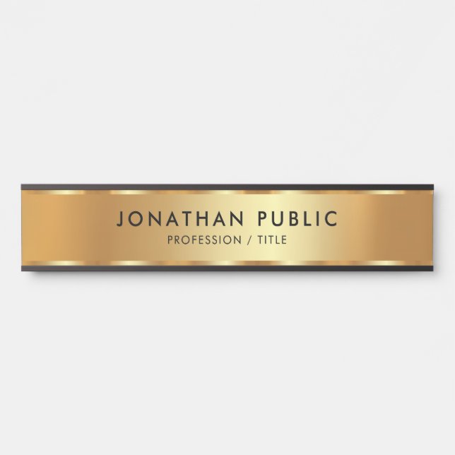 Modern Elegant Black & Gold Template Luxury Trendy Door Sign (Front)