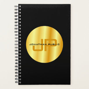 Modern Elegant Black Gold Template Monogram Planner