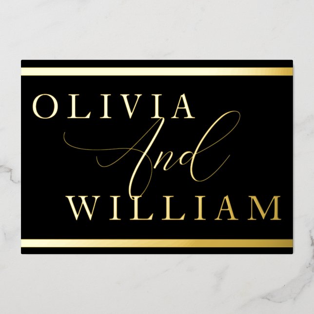 Modern Elegant Black & Gold Wedding Golden (Front)