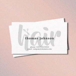 Modern Elegant Black Grey White Hair Stylist Business Card