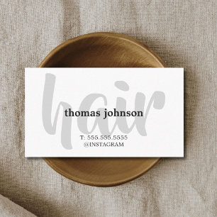 Modern Elegant Black Grey White Hair Stylist Business Card