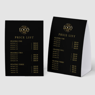 Modern Elegant Black Logo Service Menu Price List