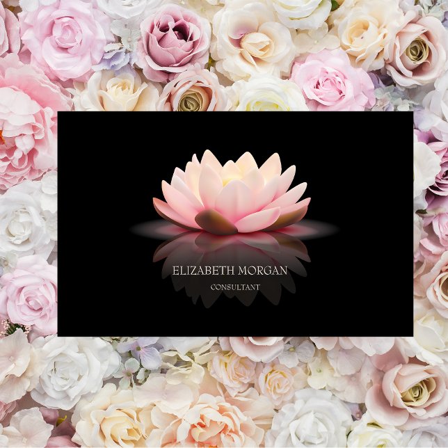 Modern Elegant Black Lotus Business Card (Creator Uploaded)