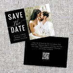 Modern Elegant Black Minimal QR Code Photo Wedding Save The Date<br><div class="desc">The modern elegant black minimal QR code photo wedding save the date invitation is a unique and contemporary invitation card that combines modern technology with classic design. The invitation features a sleek black background, giving it an elegant and sophisticated look. The minimalist design adds a touch of simplicity to the...</div>