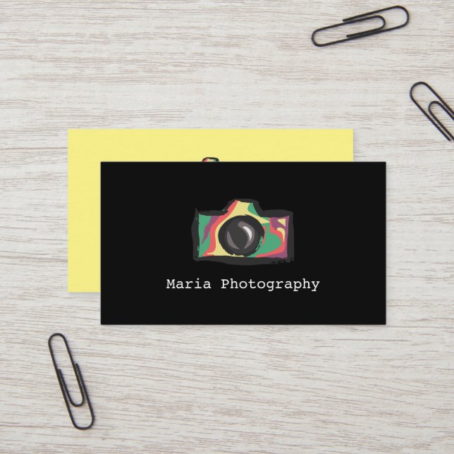 Modern & Elegant Black Minimalist photograpy Busin Business Card (Front/Back In Situ)