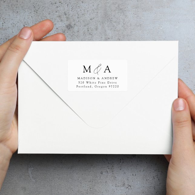Modern Elegant Black Monogram Return Address Label (Creator Uploaded)