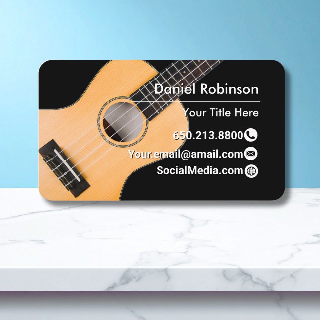 Modern Elegant Black Music Guitar Business Card (Creator Uploaded)
